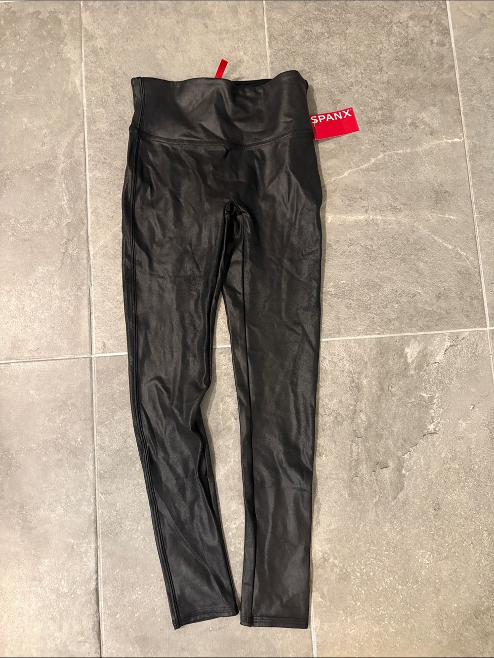 SPANX Black Faux Leather High-Rise Leggings - Picture 1 of 3